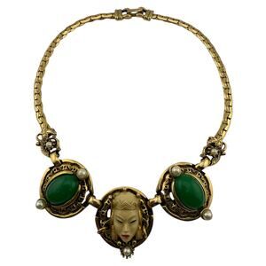 Vintage Selro Asian Princess Faux Jade Necklace